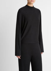 Cozy Dolman-Sleeve Mock-Neck Top in Long Sleeve - BLACK