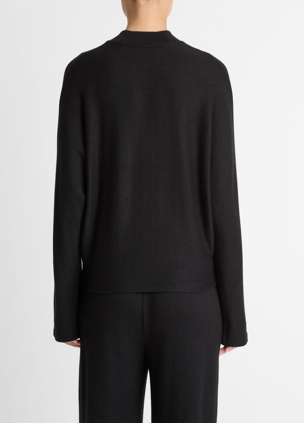Cozy Dolman-Sleeve Mock-Neck Top in Long Sleeve - BLACK