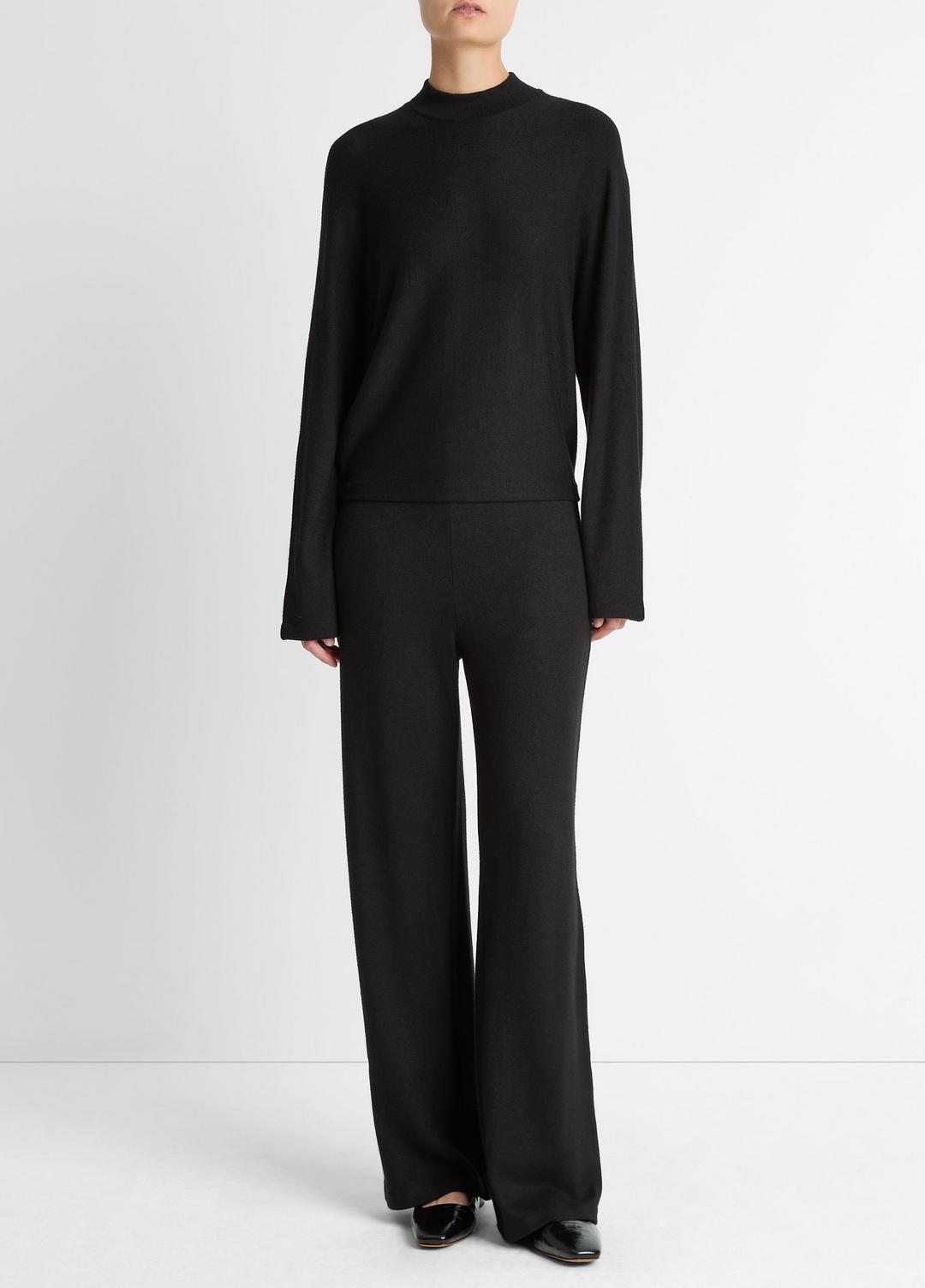Cozy Dolman-Sleeve Mock-Neck Top in Long Sleeve - BLACK