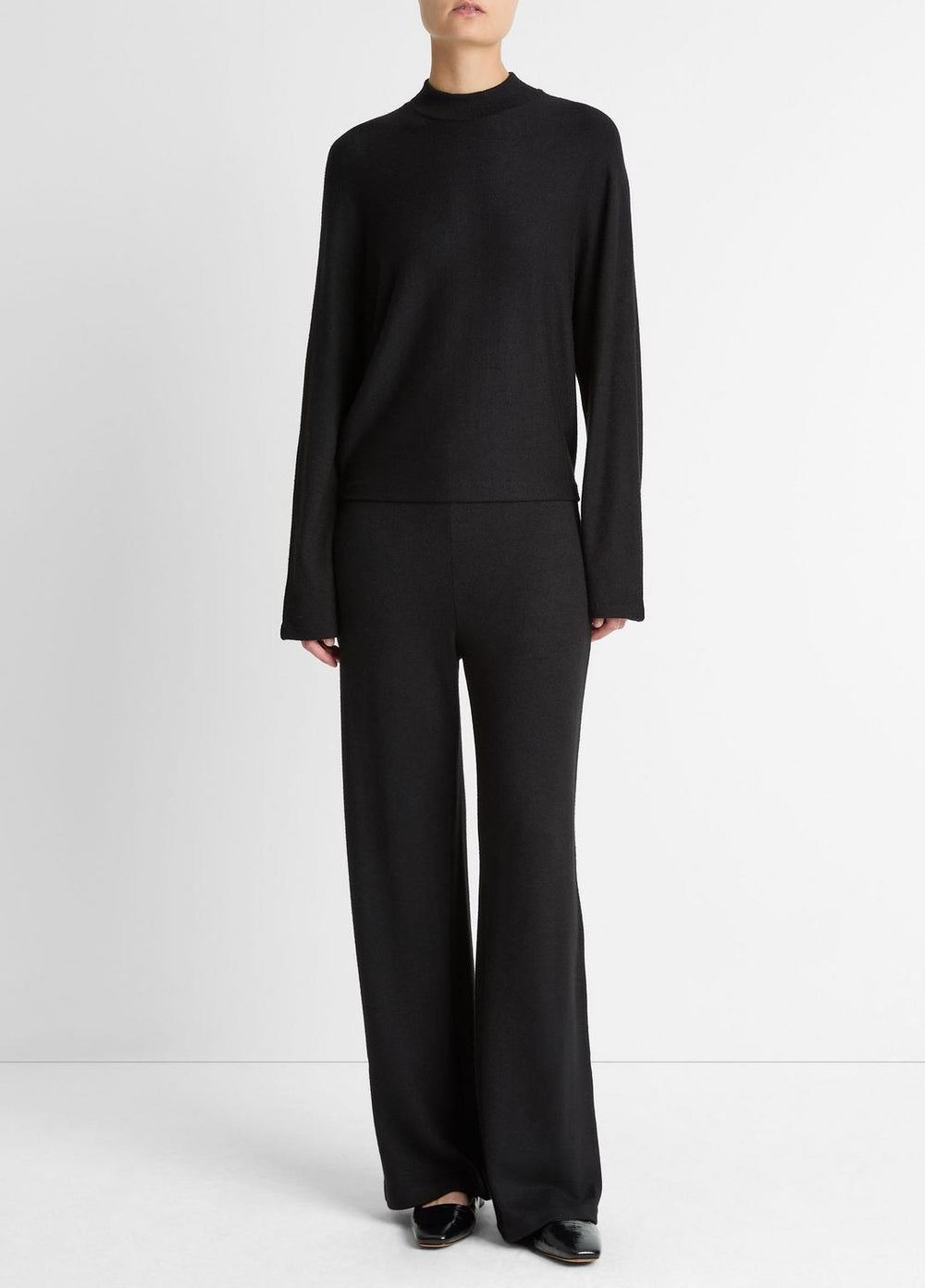 Cozy Dolman-Sleeve Mock-Neck Top in Long Sleeve - BLACK