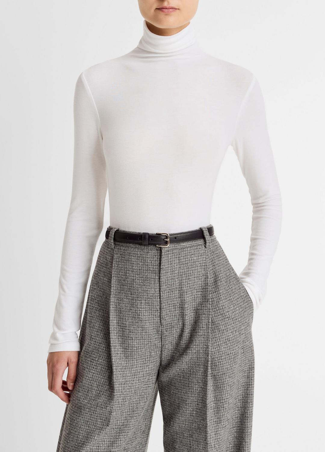 Essential Long-Sleeve Turtleneck Top in Long Sleeve - OFF WHITE