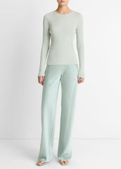 Ribbed Pima Cotton Long-Sleeve T-Shirt in Long Sleeve - LIGHT ALOE STONE