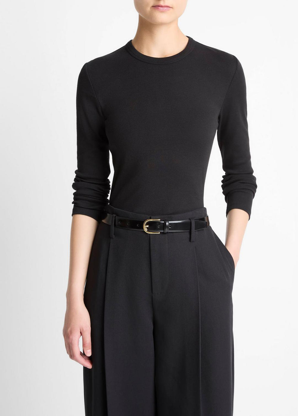 Essential Pima Cotton-Blend Long-Sleeve T-Shirt in Long Sleeve - BLACK