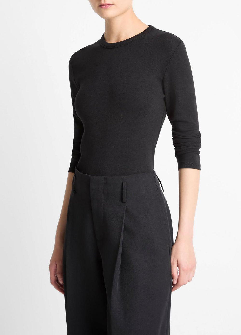 Essential Pima Cotton-Blend Long-Sleeve T-Shirt in Long Sleeve - BLACK