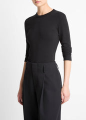 Essential Pima Cotton-Blend Long-Sleeve T-Shirt in Long Sleeve - BLACK