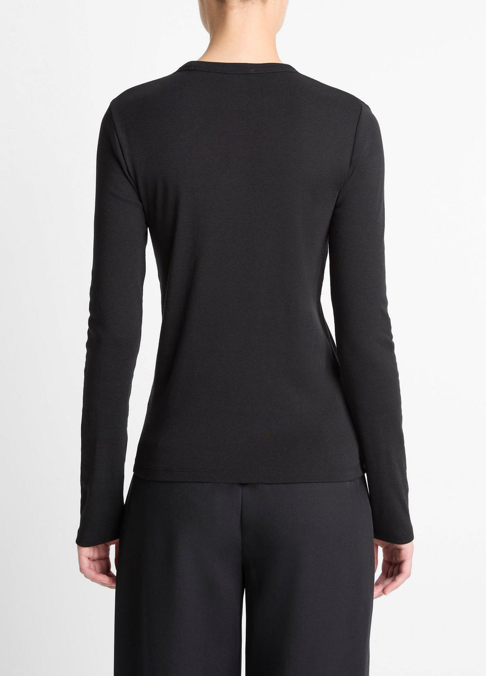 Essential Pima Cotton-Blend Long-Sleeve T-Shirt in Long Sleeve - BLACK