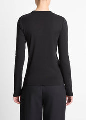 Essential Pima Cotton-Blend Long-Sleeve T-Shirt in Long Sleeve - BLACK