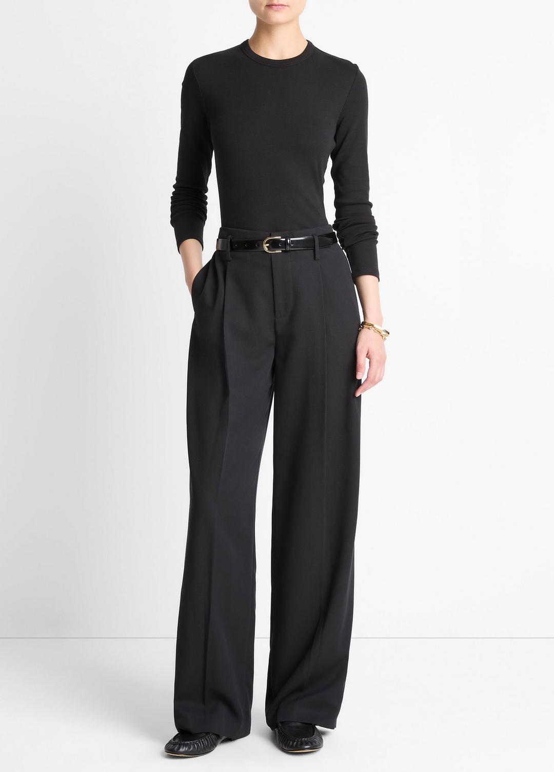 Essential Pima Cotton-Blend Long-Sleeve T-Shirt in Long Sleeve - BLACK