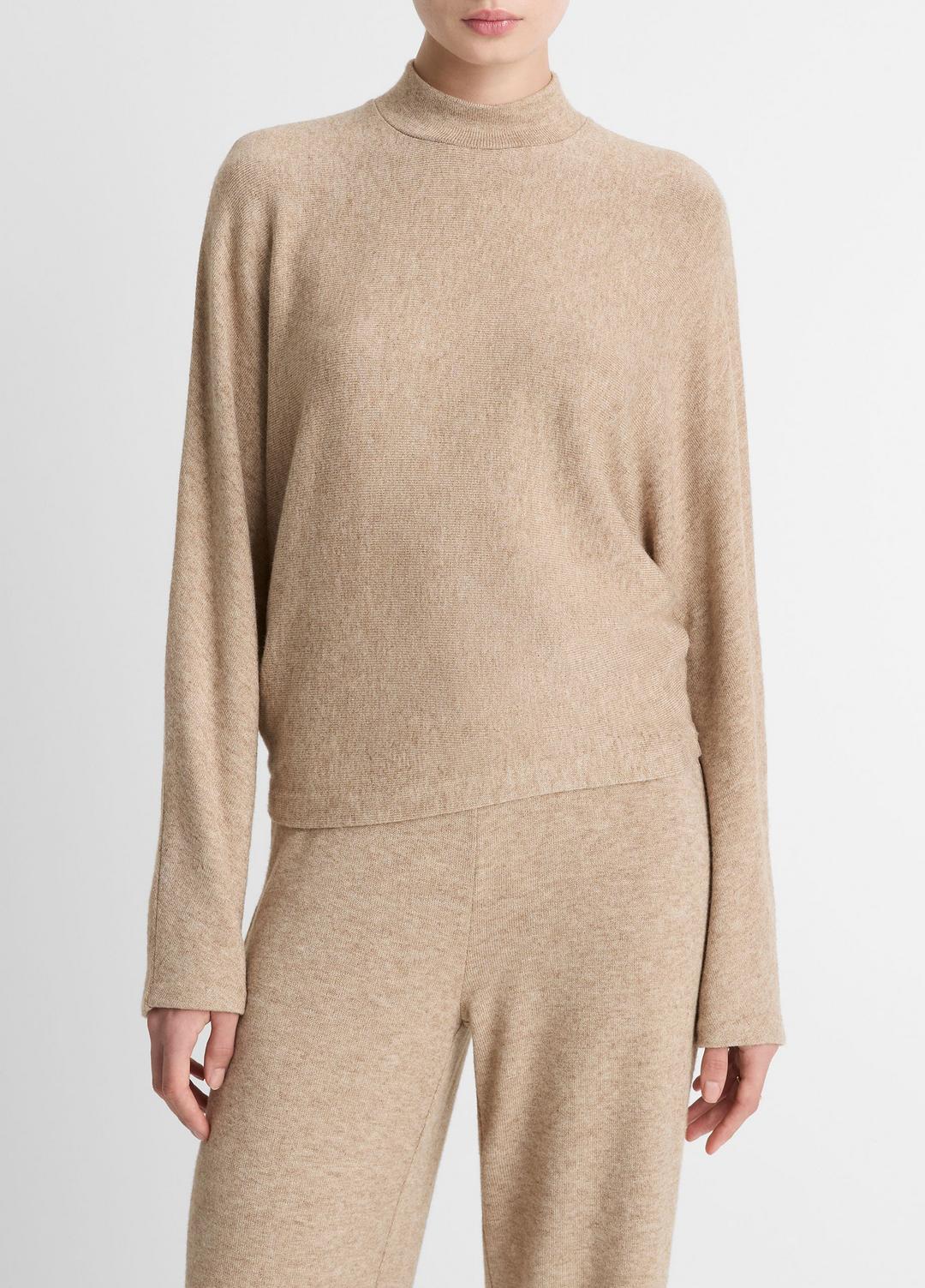 Cozy Dolman-Sleeve Mock-Neck Top in Long Sleeve - HEATHER BRUNA