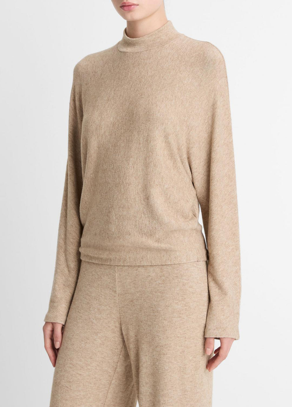 Cozy Dolman-Sleeve Mock-Neck Top in Long Sleeve - HEATHER BRUNA