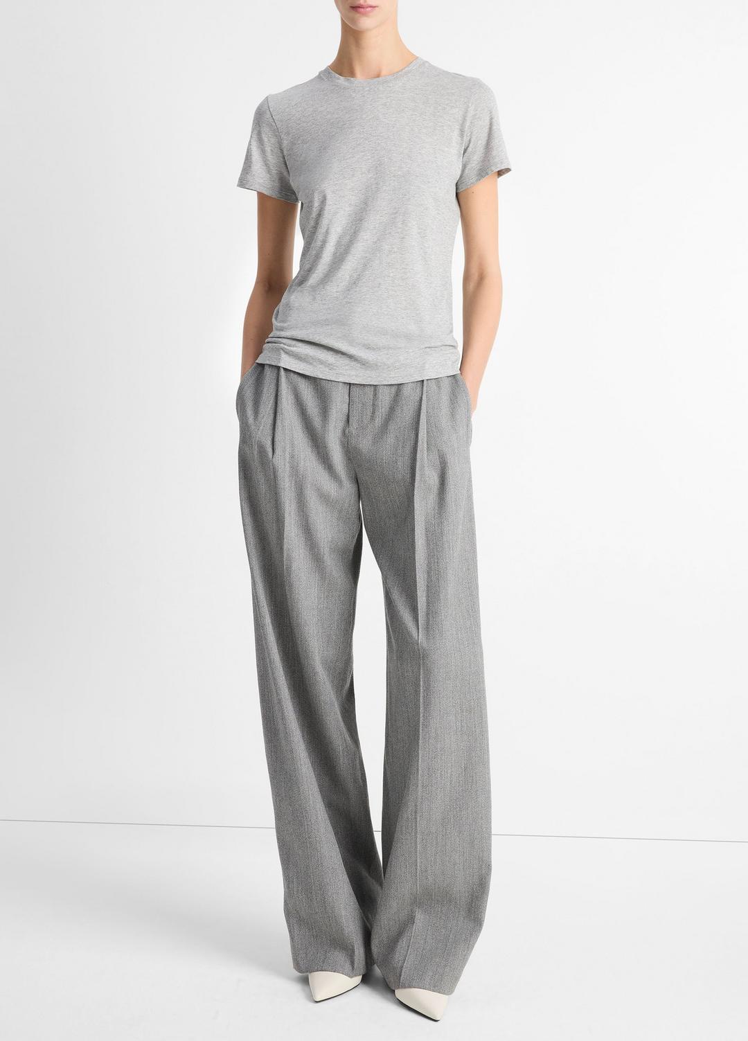 Essential Pima Cotton Crew Neck T-Shirt in Short Sleeve - HEATHER GREY