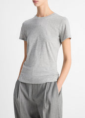 Essential Pima Cotton Crew Neck T-Shirt in Short Sleeve - HEATHER GREY