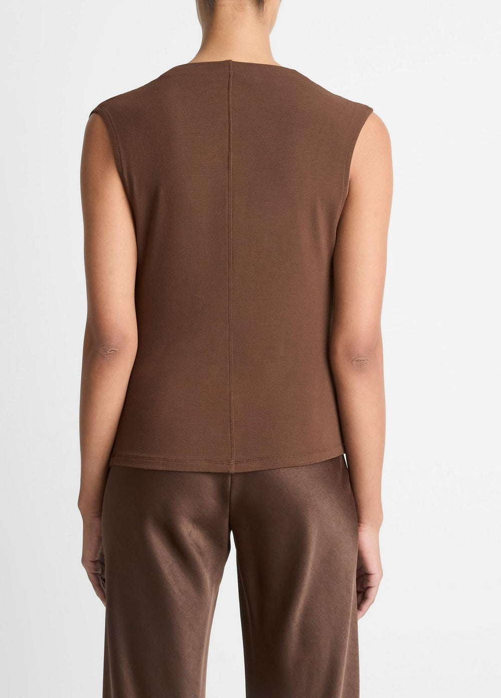 Jersey Draped Cowl-Neck Top in Tank Tops - ESPRESSO