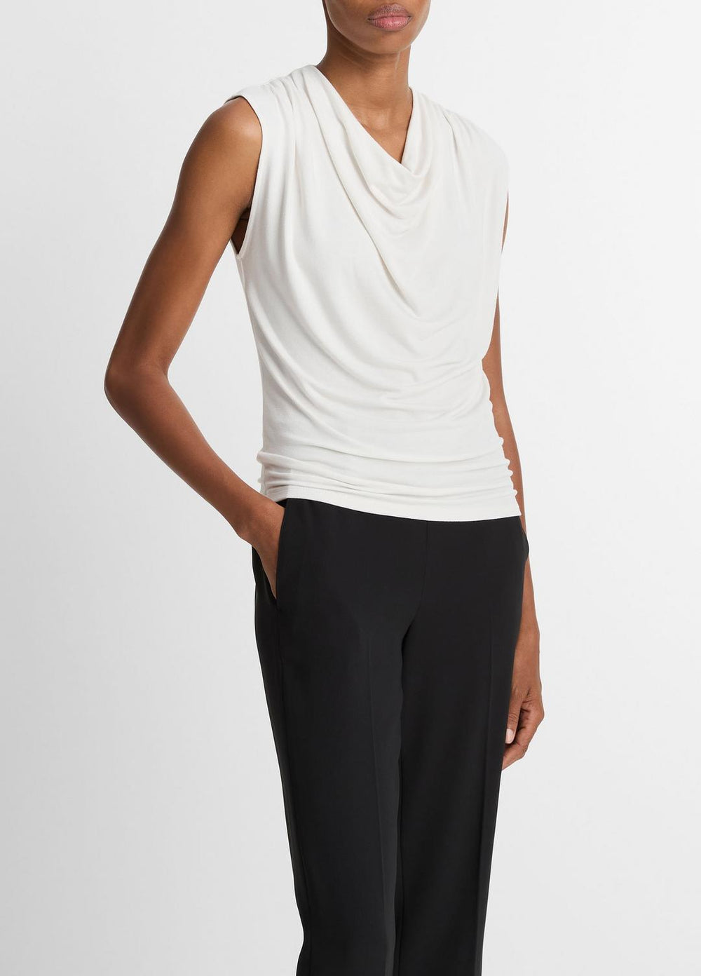 Jersey Draped Cowl-Neck Top in Tank Tops - GESSO