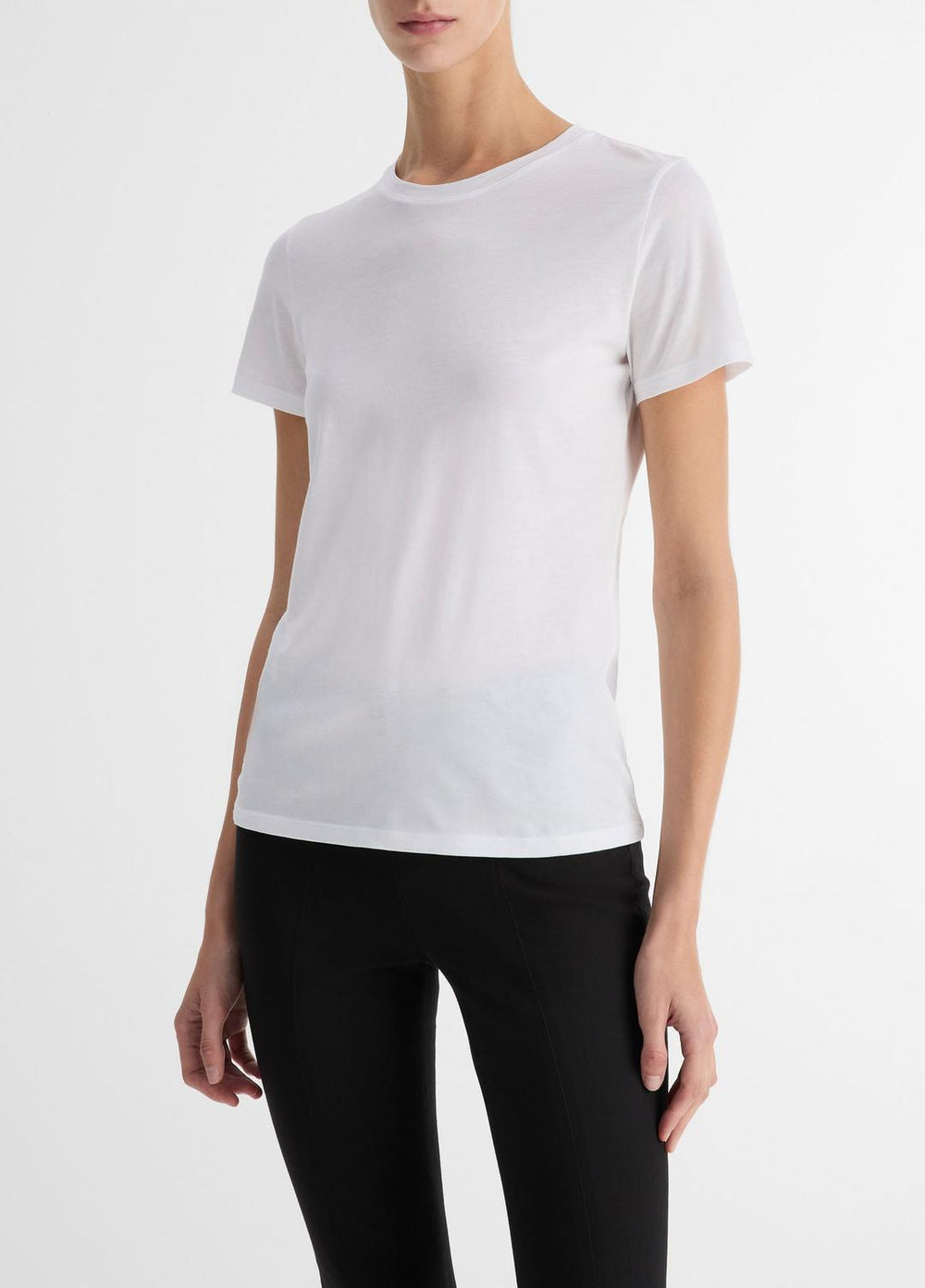 Essential Pima Cotton Crew Neck T-Shirt in Short Sleeve - OPTIC WHITE
