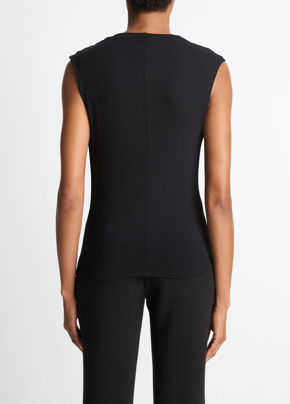 Jersey Draped Cowl-Neck Top in Tank Tops - BLACK