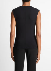 Jersey Draped Cowl-Neck Top in Tank Tops - BLACK
