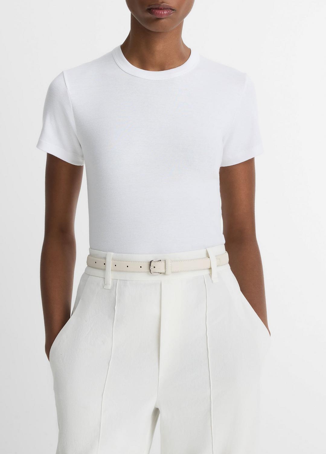 Pima Cotton-Blend '90s Shrunken T-Shirt in Short Sleeve - OPTIC WHITE