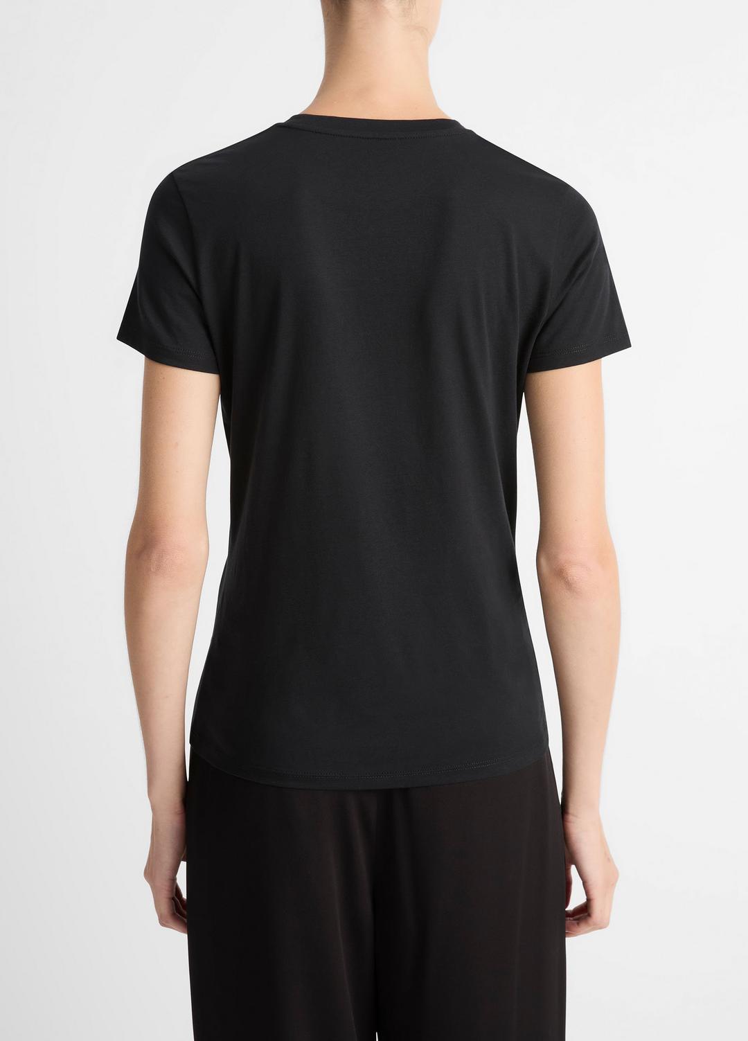 Essential Pima Cotton Crew Neck T-Shirt in Short Sleeve - BLACK