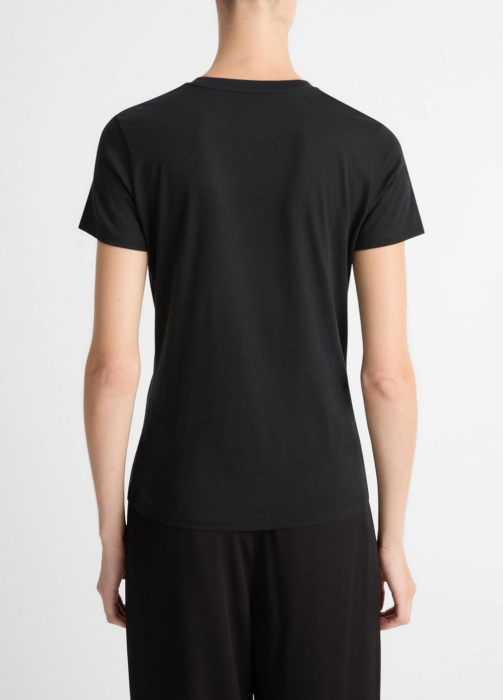 Essential Pima Cotton Crew Neck T-Shirt in Short Sleeve - BLACK