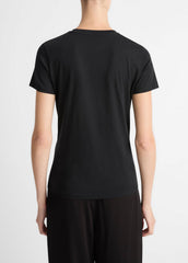 Essential Pima Cotton Crew Neck T-Shirt in Short Sleeve - BLACK