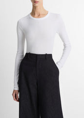 Essential Pima Cotton-Blend Long-Sleeve T-Shirt in Long Sleeve - OPTIC WHITE