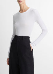 Essential Pima Cotton-Blend Long-Sleeve T-Shirt in Long Sleeve - OPTIC WHITE