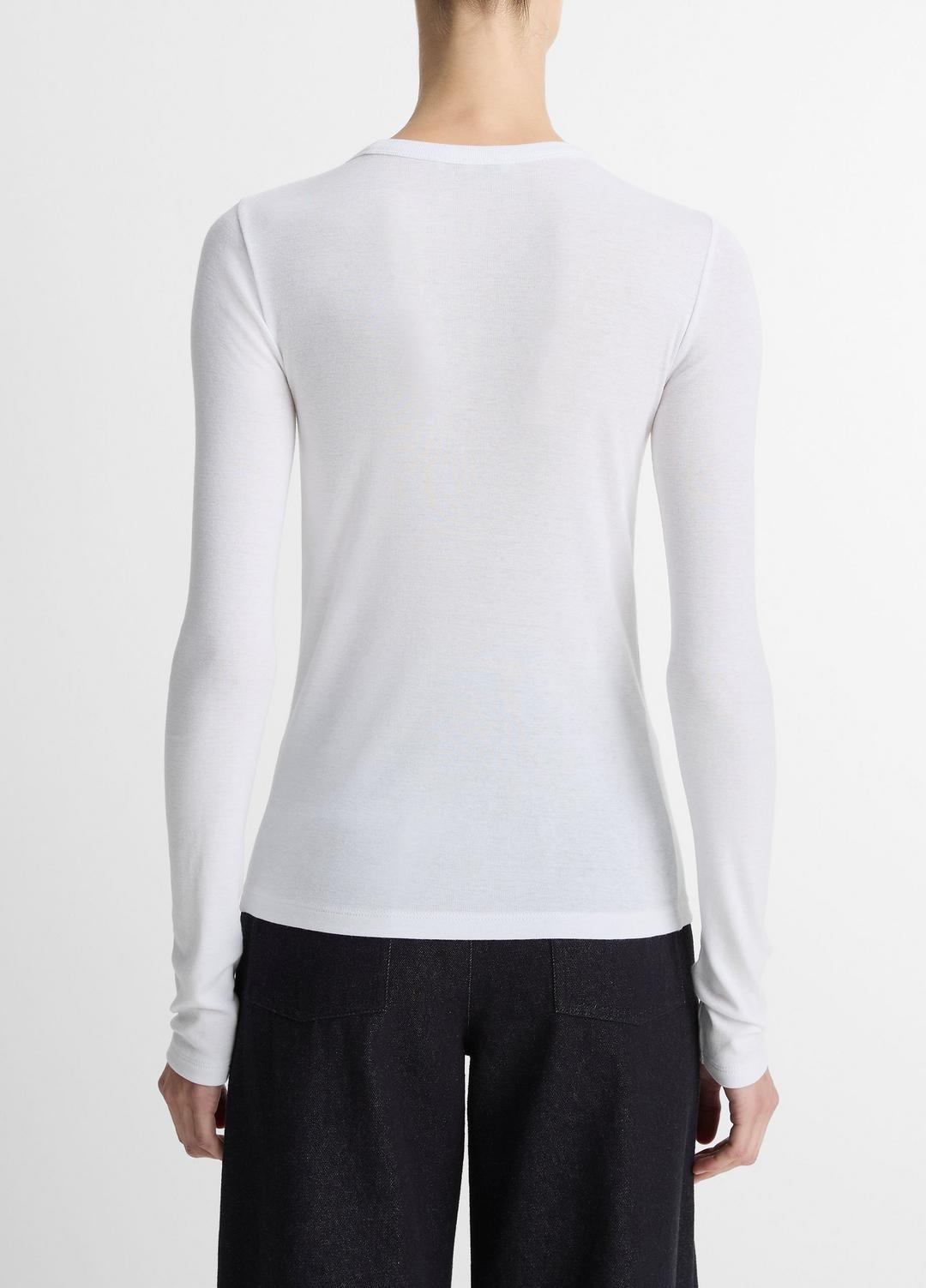 Essential Pima Cotton-Blend Long-Sleeve T-Shirt in Long Sleeve - OPTIC WHITE