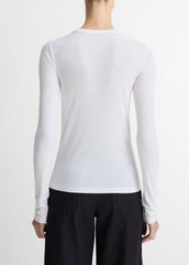 Essential Pima Cotton-Blend Long-Sleeve T-Shirt in Long Sleeve - OPTIC WHITE