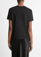 Pima Cotton Crew Neck T-Shirt in Short Sleeve - BLACK