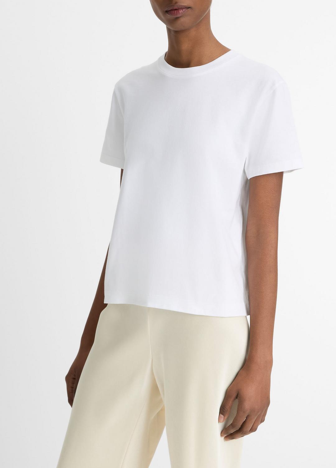 Pima Cotton Crew Neck T-Shirt in Short Sleeve - OPTIC WHITE