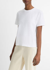 Pima Cotton Crew Neck T-Shirt in Short Sleeve - OPTIC WHITE
