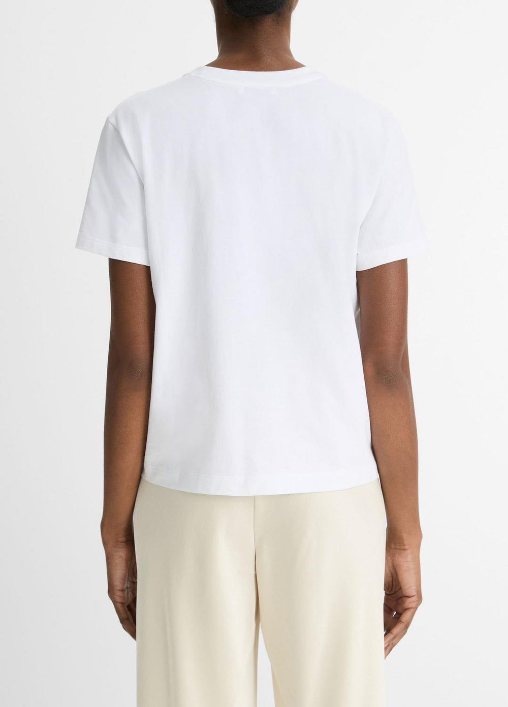 Pima Cotton Crew Neck T-Shirt in Short Sleeve - OPTIC WHITE