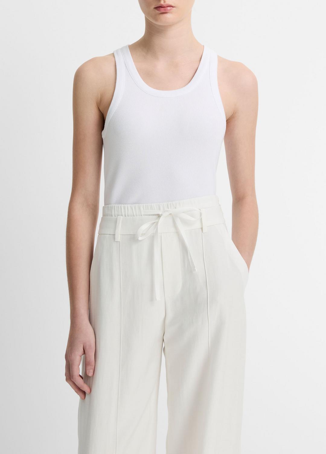 Ribbed Scoop-Neck Tank in Tank Tops - OPTIC WHITE