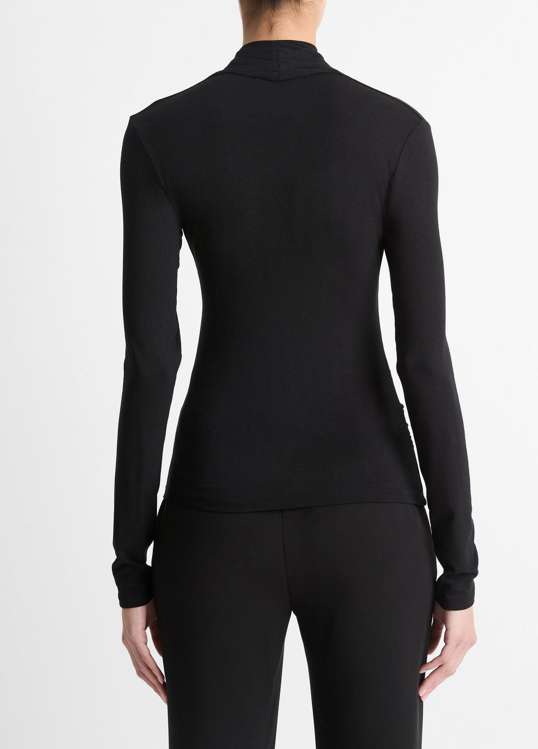 Fixed Wrap Long-Sleeve Top in Long Sleeve - BLACK