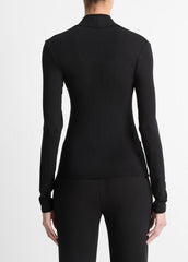 Fixed Wrap Long-Sleeve Top in Long Sleeve - BLACK