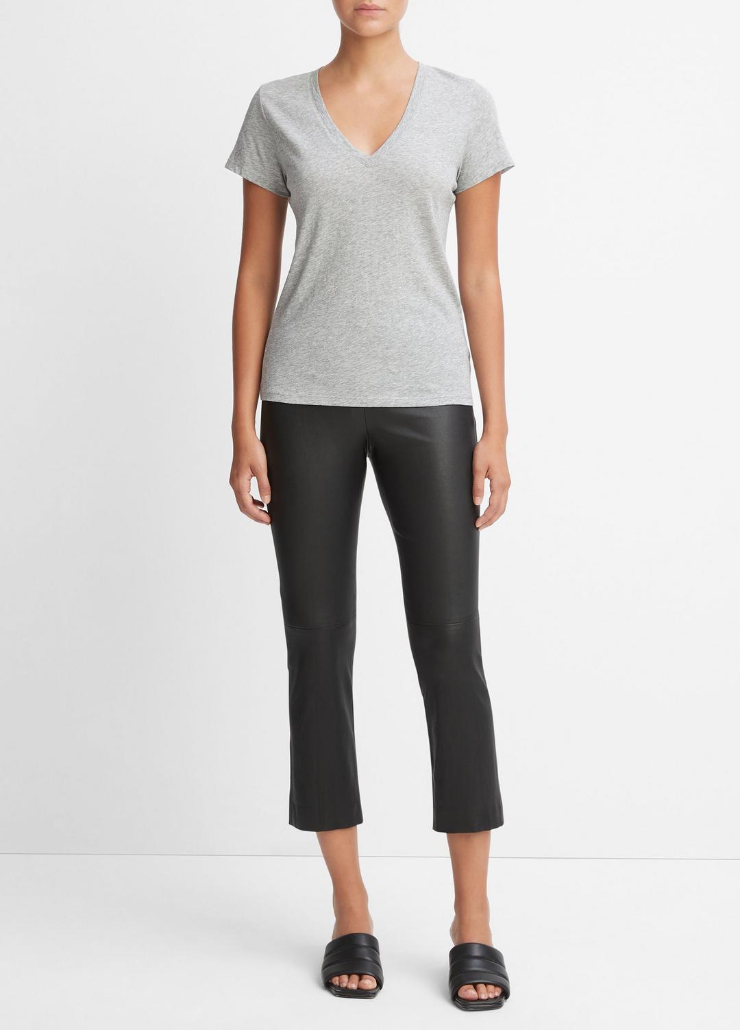 Essential Pima Cotton V-Neck T-Shirt in Short Sleeve - HEATHER GREY