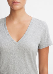 Essential Pima Cotton V-Neck T-Shirt in Short Sleeve - HEATHER GREY