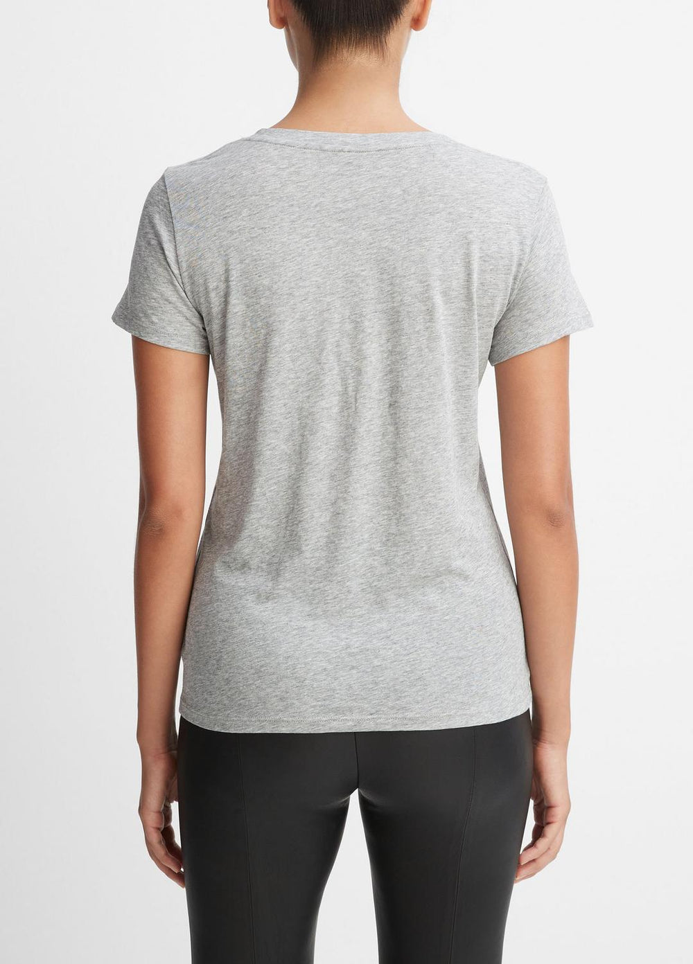 Essential Pima Cotton V-Neck T-Shirt in Short Sleeve - HEATHER GREY