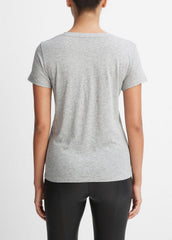 Essential Pima Cotton V-Neck T-Shirt in Short Sleeve - HEATHER GREY