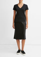 Essential Pima Cotton V-Neck T-Shirt in Short Sleeve - BLACK