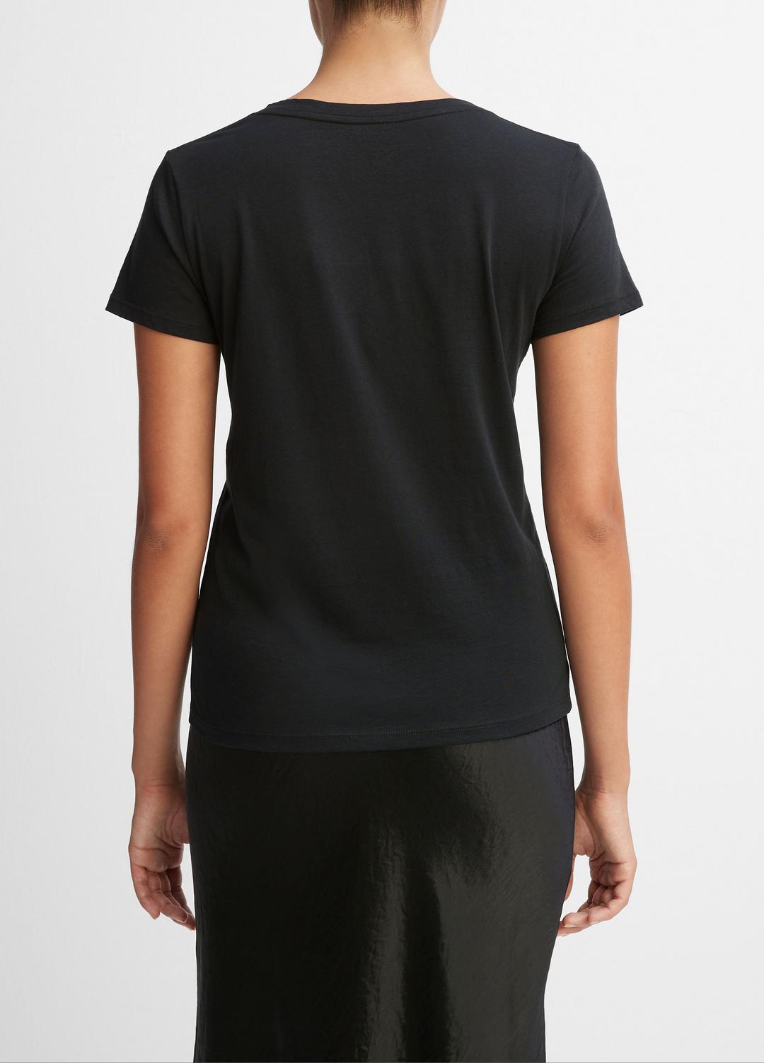 Essential Pima Cotton V-Neck T-Shirt in Short Sleeve - BLACK