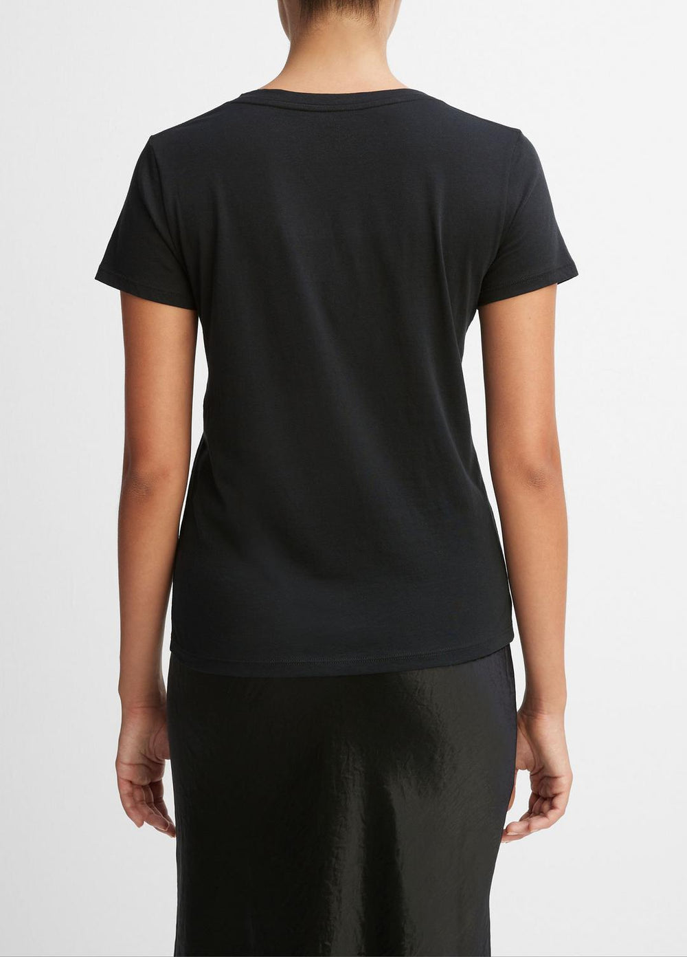 Essential Pima Cotton V-Neck T-Shirt in Short Sleeve - BLACK