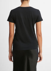 Essential Pima Cotton V-Neck T-Shirt in Short Sleeve - BLACK