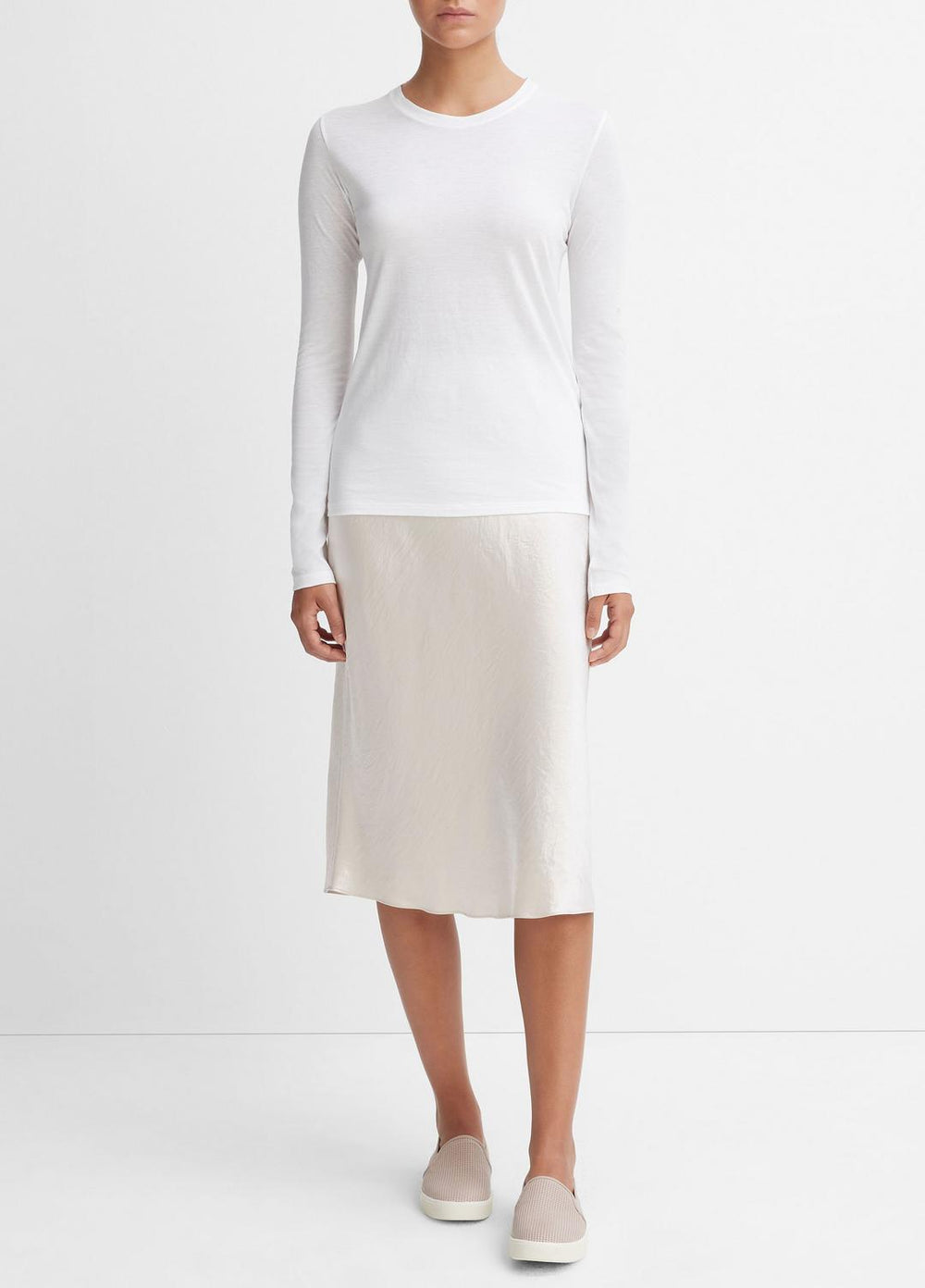 Essential Long Sleeve Crew Neck T-Shirt in Long Sleeve - OPTIC WHITE