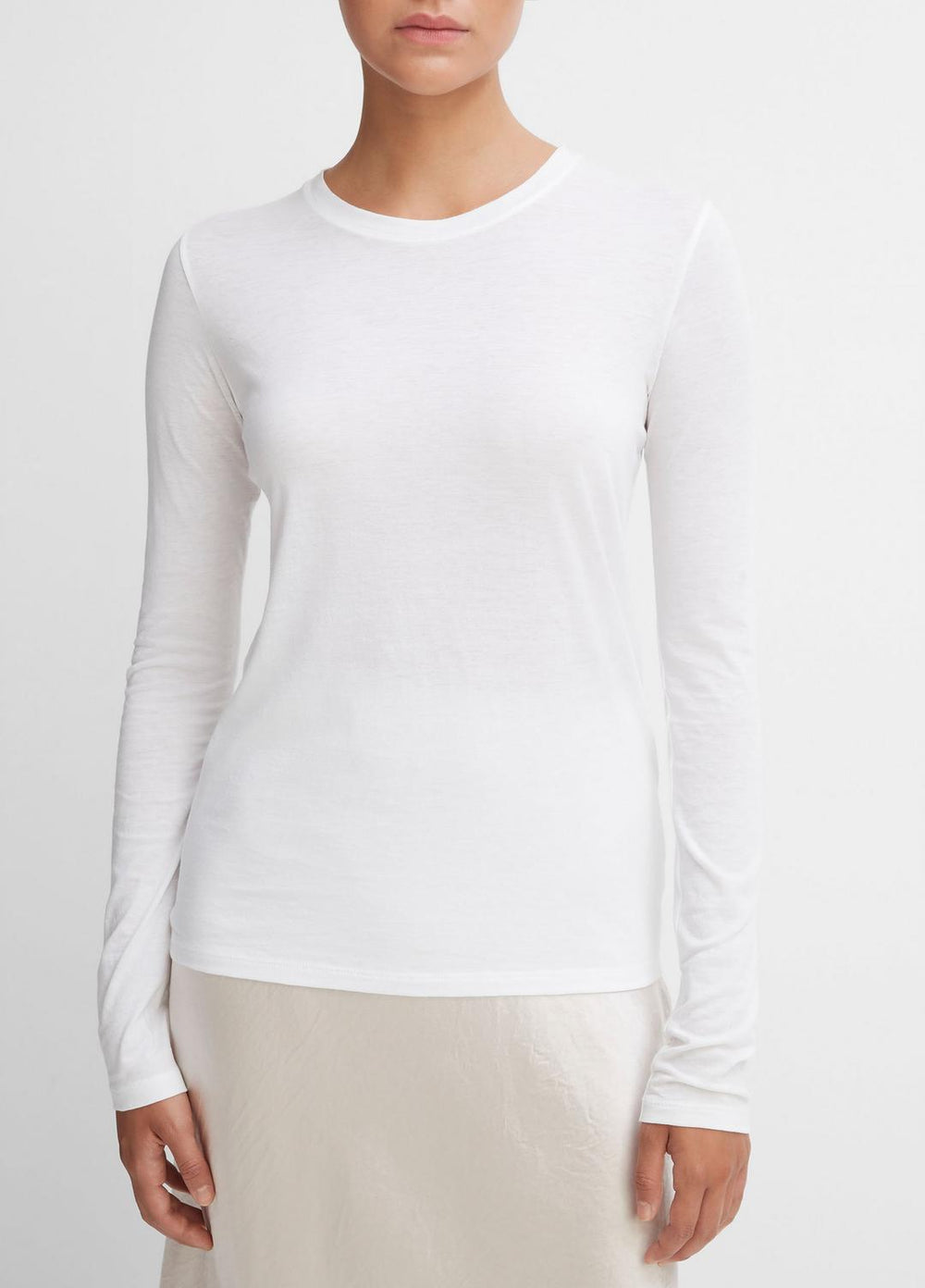 Essential Long Sleeve Crew Neck T-Shirt in Long Sleeve - OPTIC WHITE