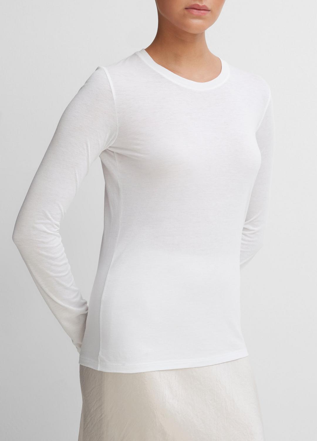 Essential Long Sleeve Crew Neck T-Shirt in Long Sleeve - OPTIC WHITE
