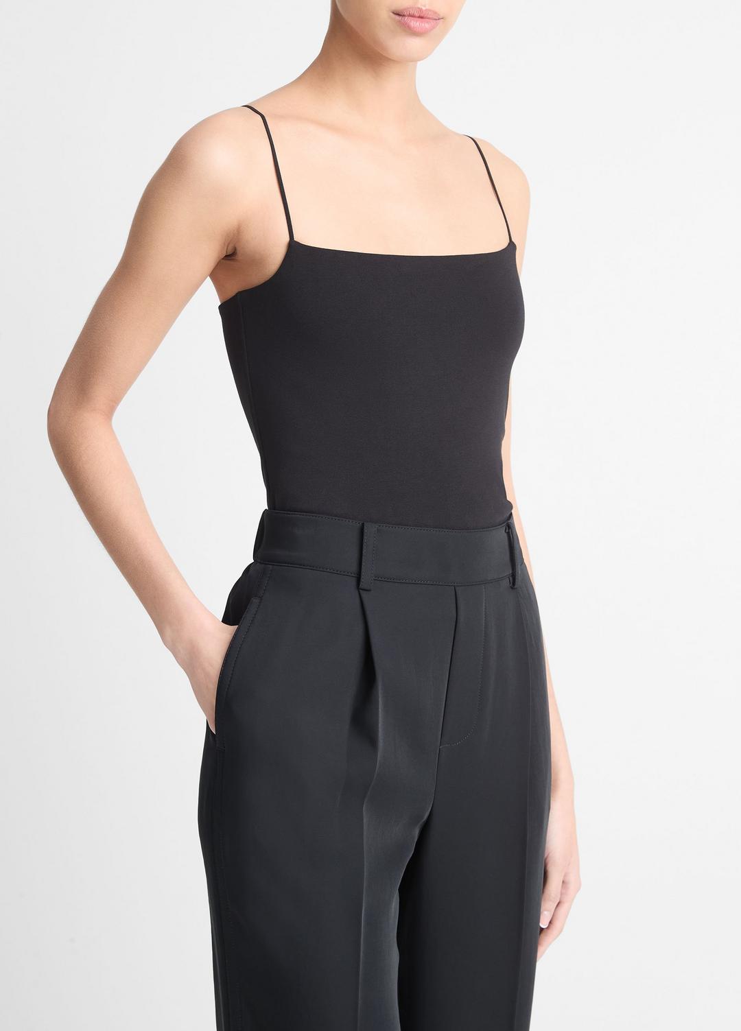 Pima Cotton Camisole in Tank Tops - BLACK