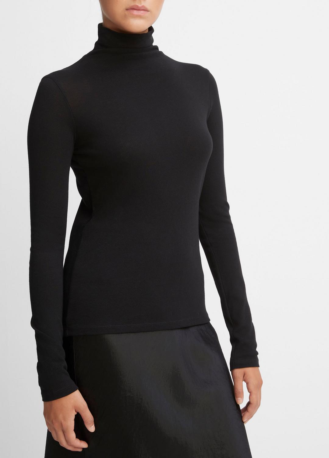 Essential Long Sleeve Turtleneck in Long Sleeve - BLACK