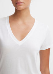 Essential Pima Cotton V-Neck T-Shirt in Short Sleeve - OPTIC WHITE